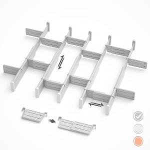 HiYZ Expandable Drawer Dividers with Inserts - Large Kitchen Utensils Drawer Divider - Adjustable Drawer Organizers Separators for Tools,Dresser,5 Dividers(12.9"-22.8") with 10 Inserts(3.9"-7.1")