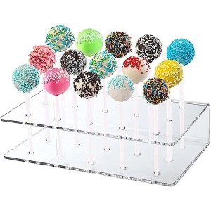 HiYZ Lollipop Holder Stand Acrylic Cake Pop Display, 15 Hole Clear Cake Pop Stand Display Lollipop Stand Holder Display for Weddings Baby Showers Birthday Party Halloween Christmas Candy Decorative
