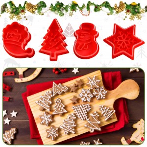 Christmas Cookie Cutter Set - 4 Pieces Holiday Cookies Molds - Snowman, Christmas Tree, Santa Face, Snowflake - Cookie Cutter for Kids Children Boys Girls