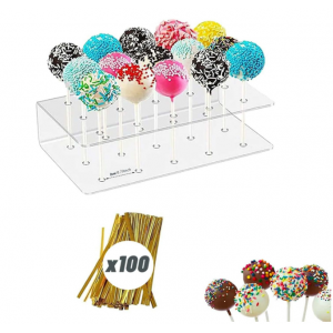 HiYZ Lollipop Holder Stand Acrylic Cake Pop Display, 15 Hole Clear Cake Pop Stand Display Lollipop Stand Holder Display for Weddings Baby Showers Birthday Party Halloween Christmas Candy Decorative